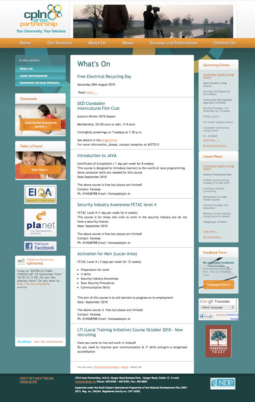 cpln website design sample full screen