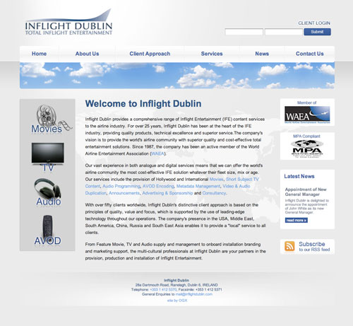 inflight dublin cool website sample full screen