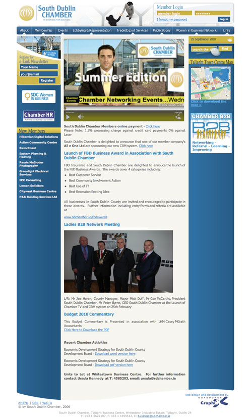 south dublin chamber of commerce website design sample full screen